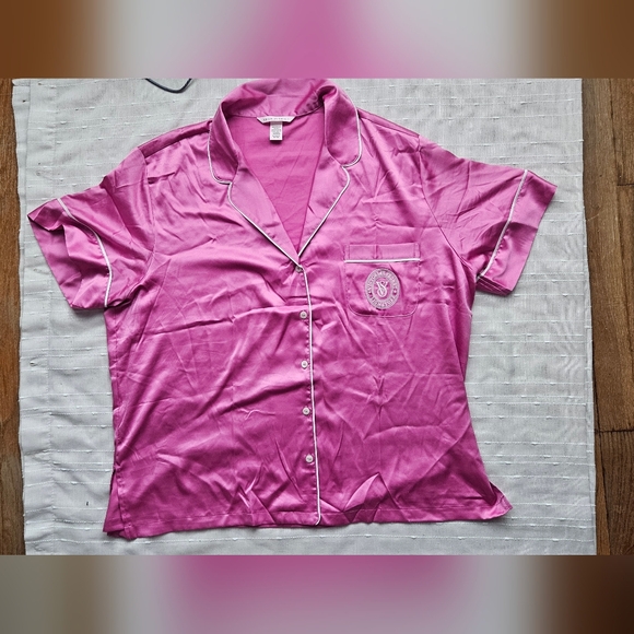 Victoria's Secret Glazed Satin Pink Short Sleeve Pajama Set XL 100% Polyester - Picture 6 of 14